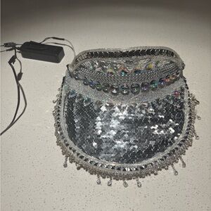 Glamorous Silver Sequin Collar with LED